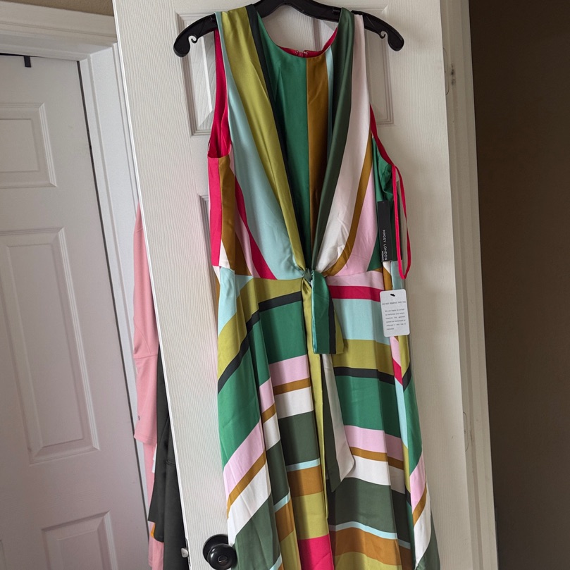 Maggy London Multicolor Striped Handkerchief Hem Dress New 18w Plus Xxl Nwt